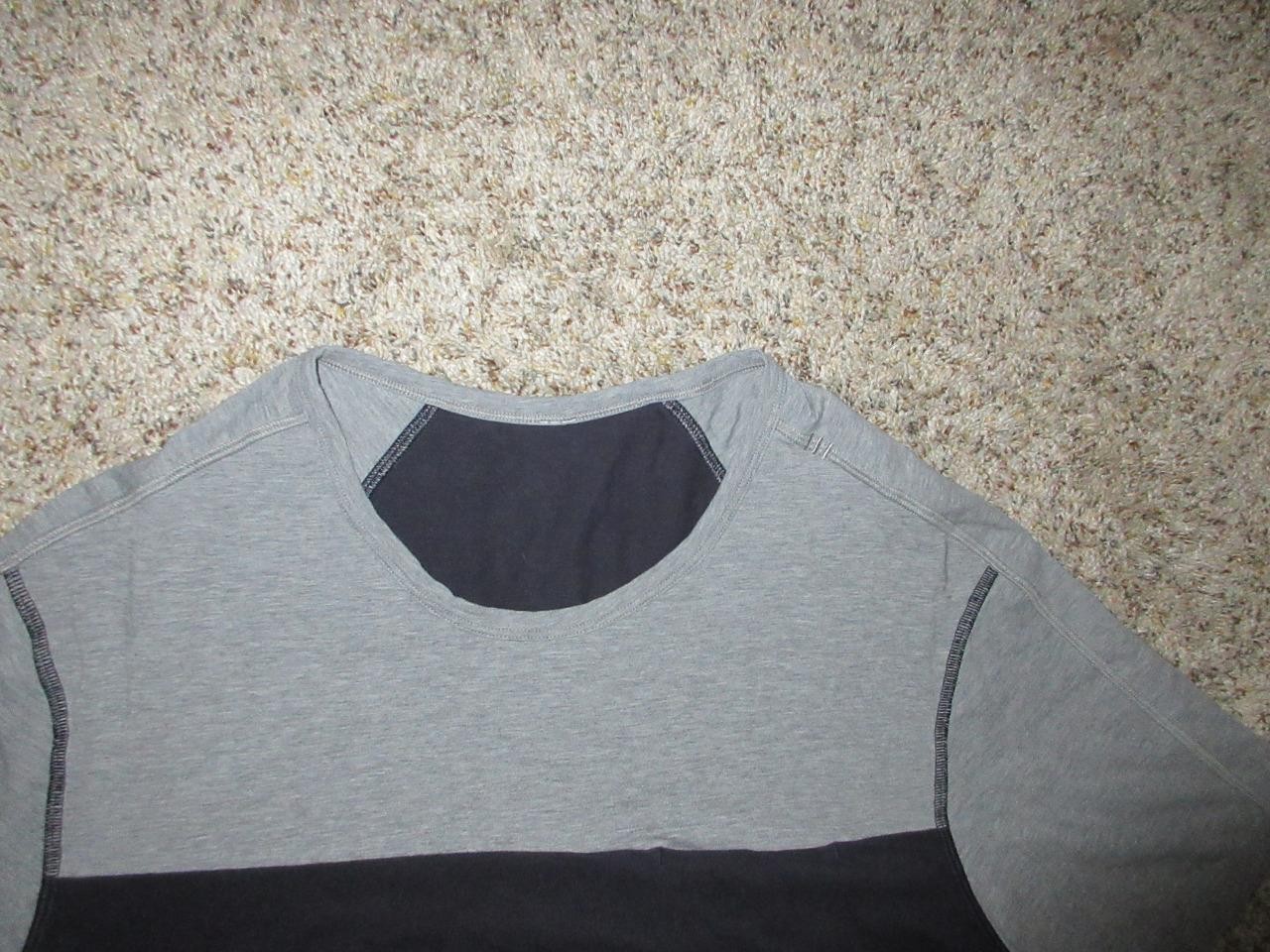 LULULEMON TEE T-SHRT MEN SZ XL NAVY BLUE GRAY COLOR BLOCK SHORT SLEEVE CREW NECK gallery