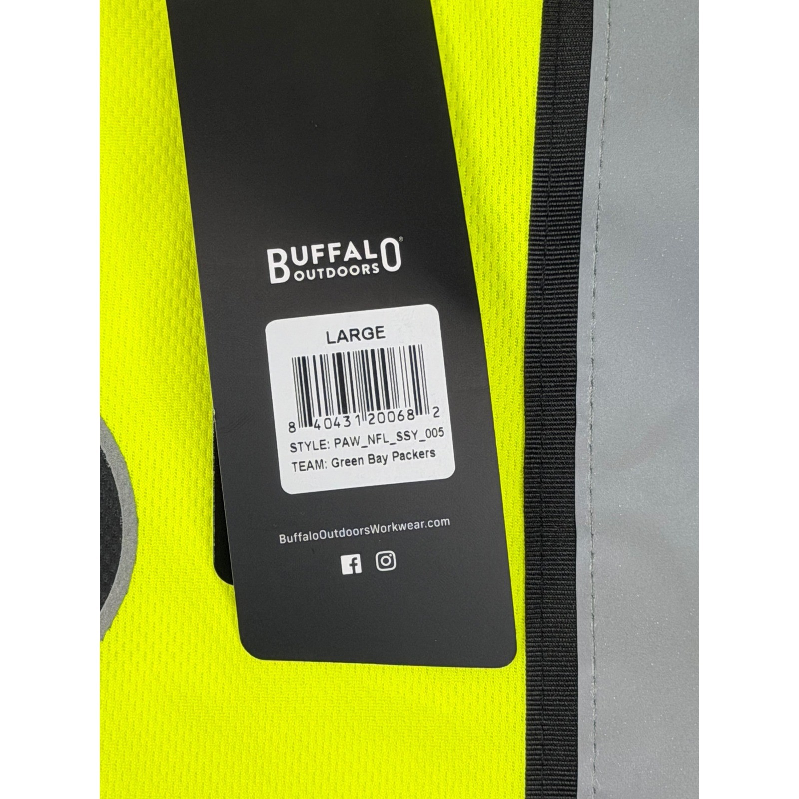 Buffalo Outdoors Green Bay Packers Hi-Vis Safety Shirt Mens Large ANSI Class 2 gallery