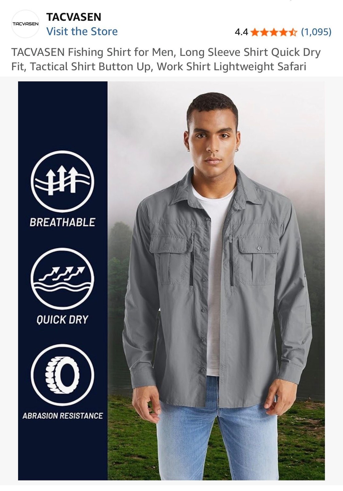 TACVASEN Men's Long Sleeve Quick Dry Tactical Fishing Shirt gallery