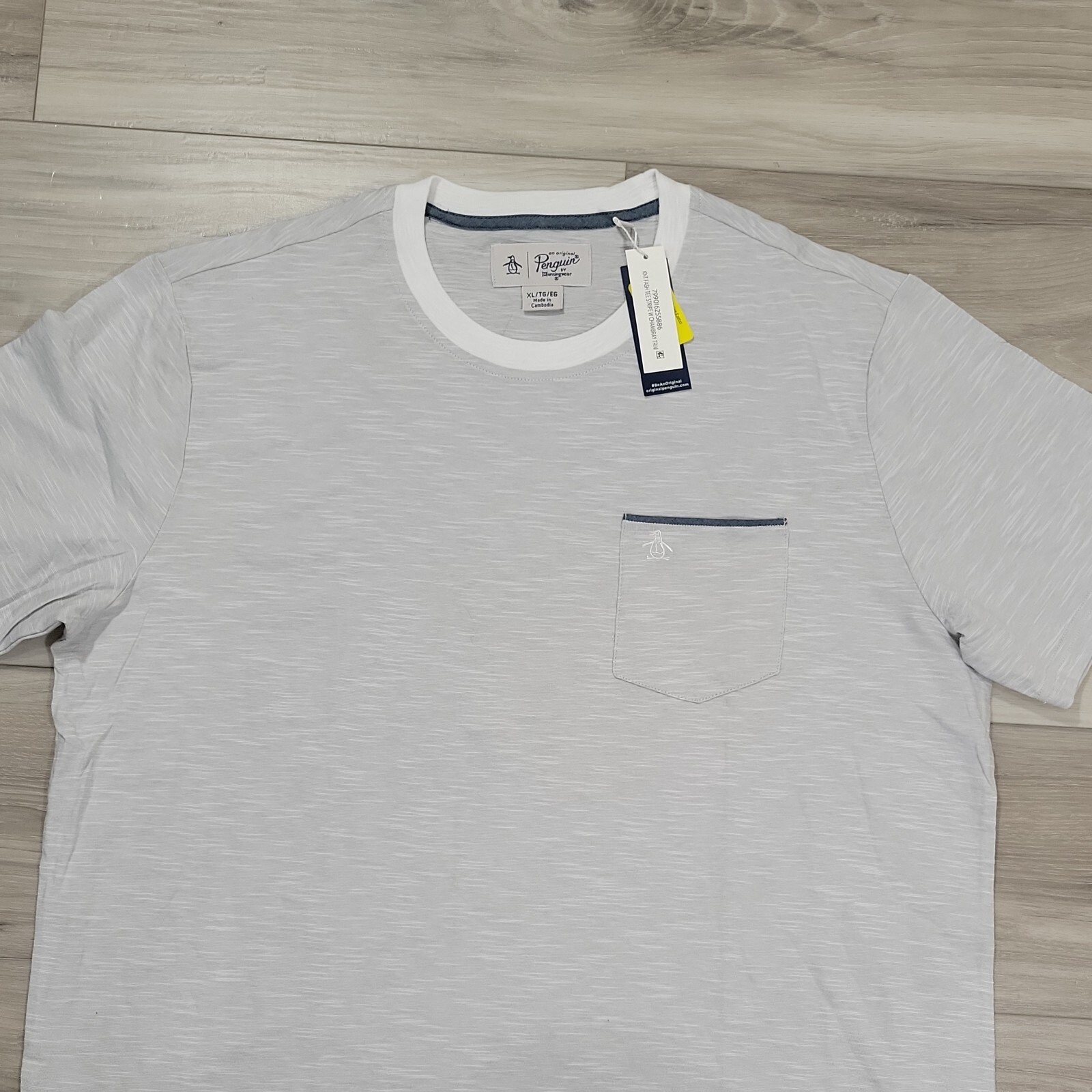 Penguin Knit Tee Mens XL Light Gray Stripe Chambray New gallery