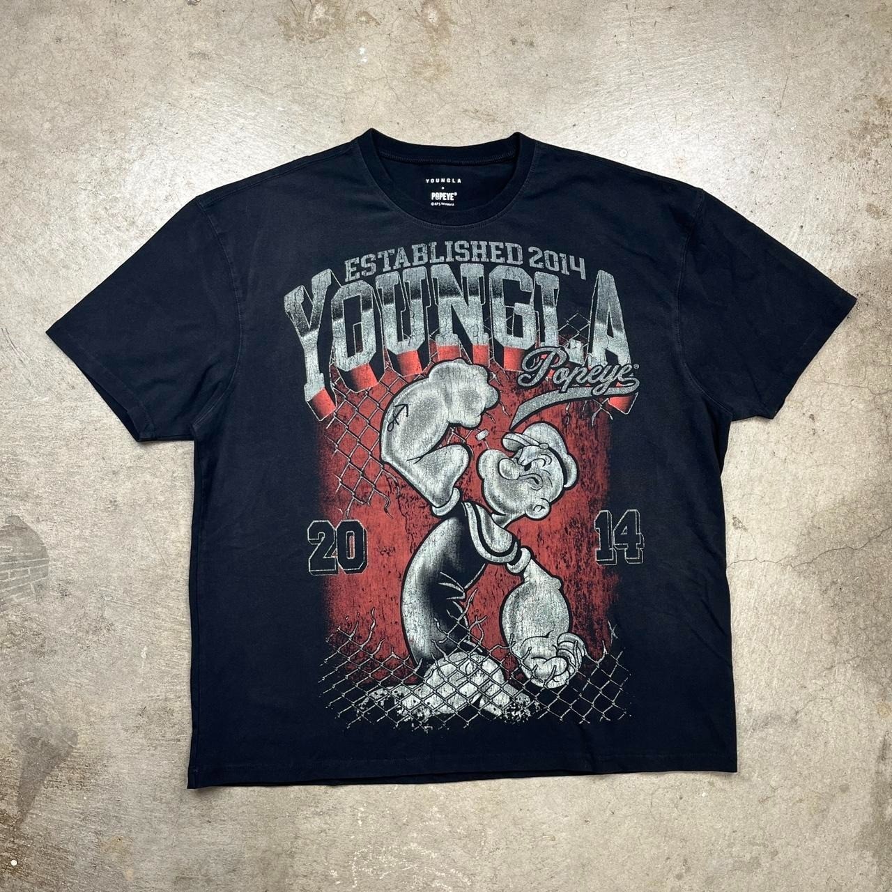 Youngla Popeye Black Tee Shirt Mens Large gallery