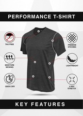 4 Pack Men’s V Neck Workout Shirts, Athletic Gym Tees in Gray, Navy, Black