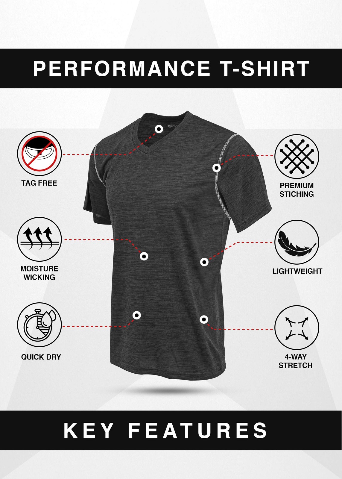 4 Pack Men's V Neck Workout Shirts, Athletic Gym Tees in Gray, Navy, Black gallery