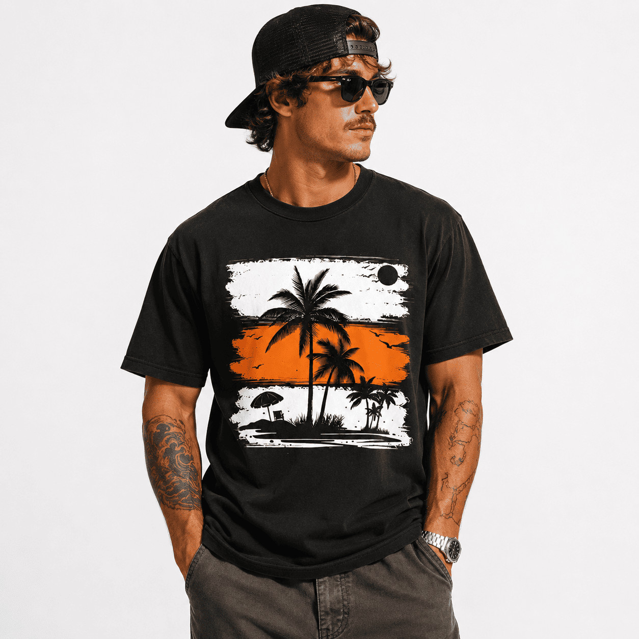 Palm Tree Graphic T-Shirt Tropical Beach Summer Vacation Casual Tee gallery