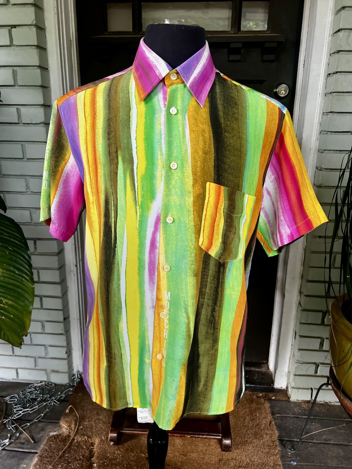 Vintage Moschino Cheap & Chic 2 piece multi-color striped pants/button-up shirt gallery