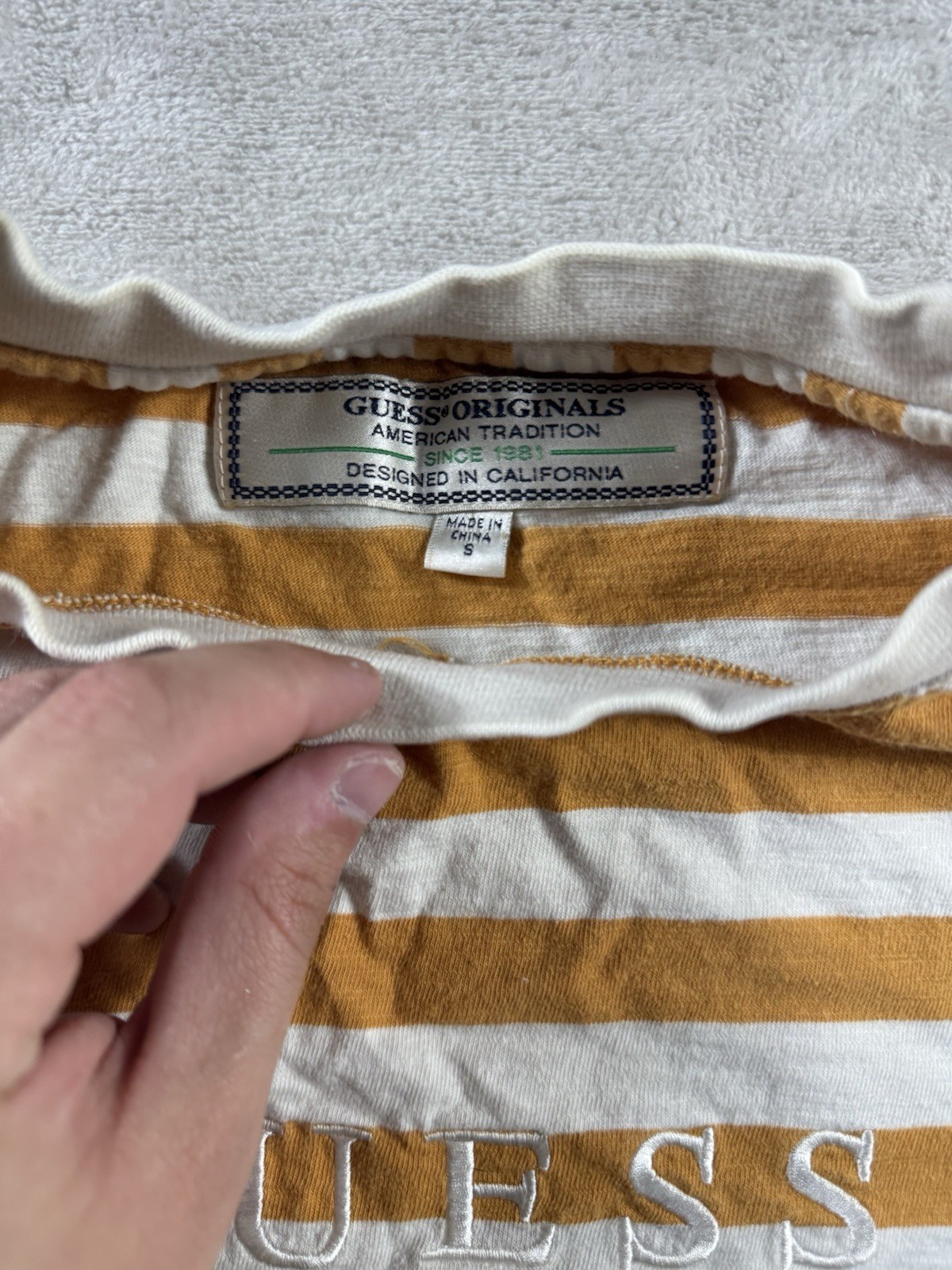 Guess Originals Multicoloured Striped Shirt Size Small Men’s White/ Multicolor gallery
