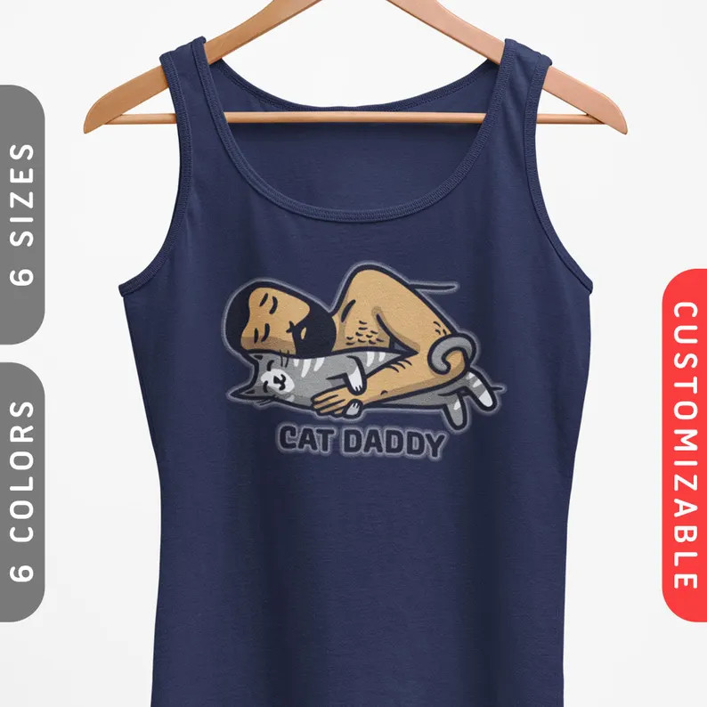 Personalized Cat Daddy Tank Top Custom Pet Lover Gift Mens gallery