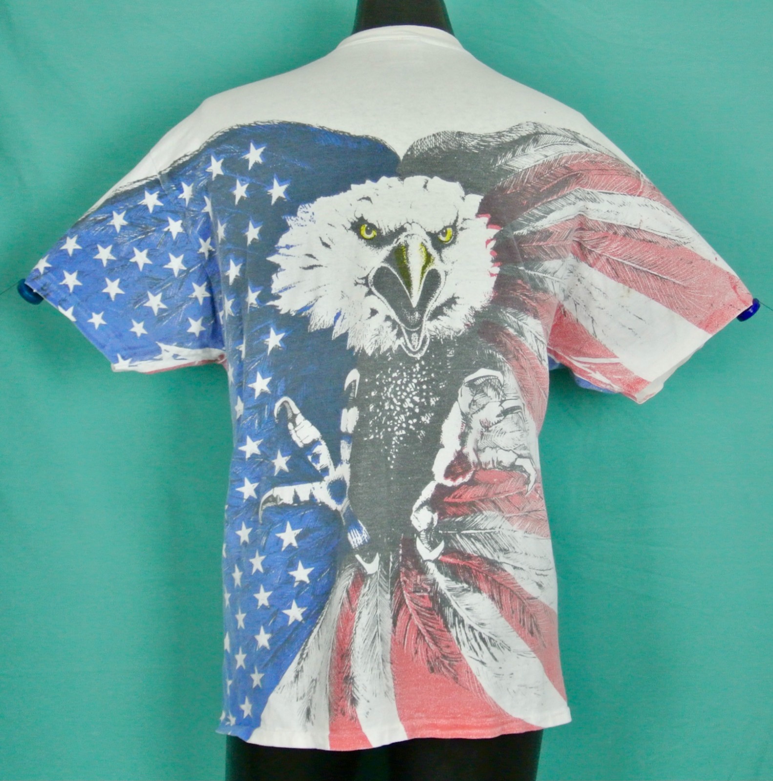 Vintage All Over Print Attacking American Bald Eagle Tee Shirt DELTA XL X large gallery
