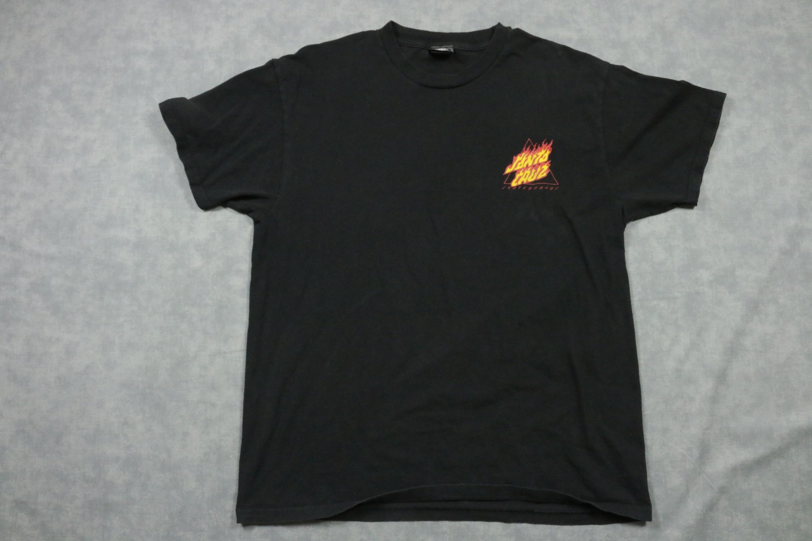 Santa Cruz Shirt Mens Medium Black Flame Logo Skateboards Graphic Tee Back Print gallery