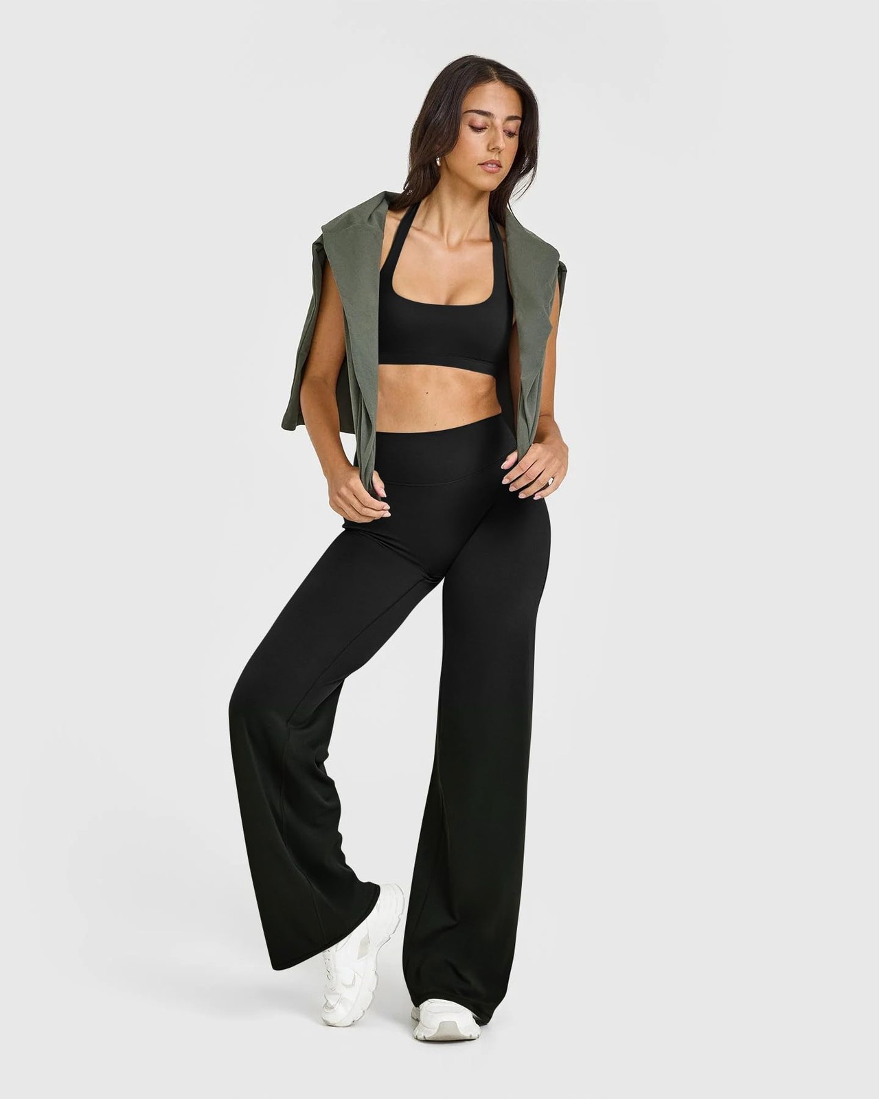 Yoga Pants Women High Waist Stretch Casual Soft Straight Leg Bottoms Black Long gallery