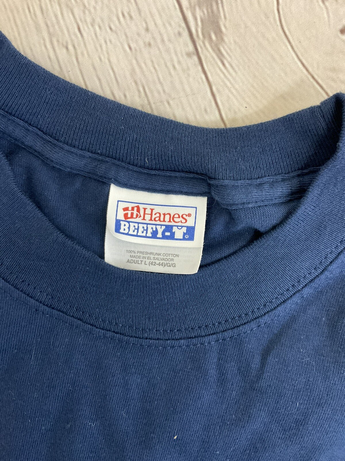Hanes Adult Mens Beefy 5180 Puma Soccer Navy White SS Crew Neck Tshirt New gallery