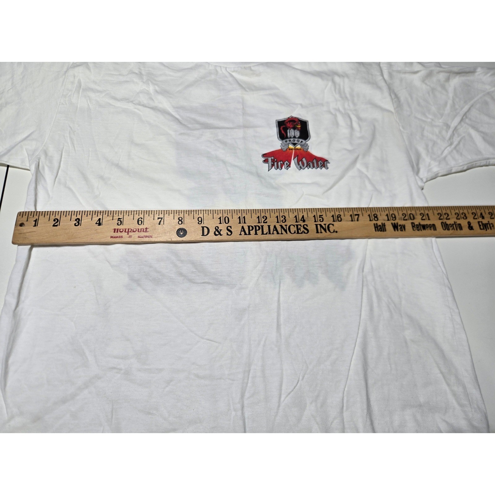 Vintage 100 Proof Fire Water Dragon Graphic T-Shirt Mens Large White gallery