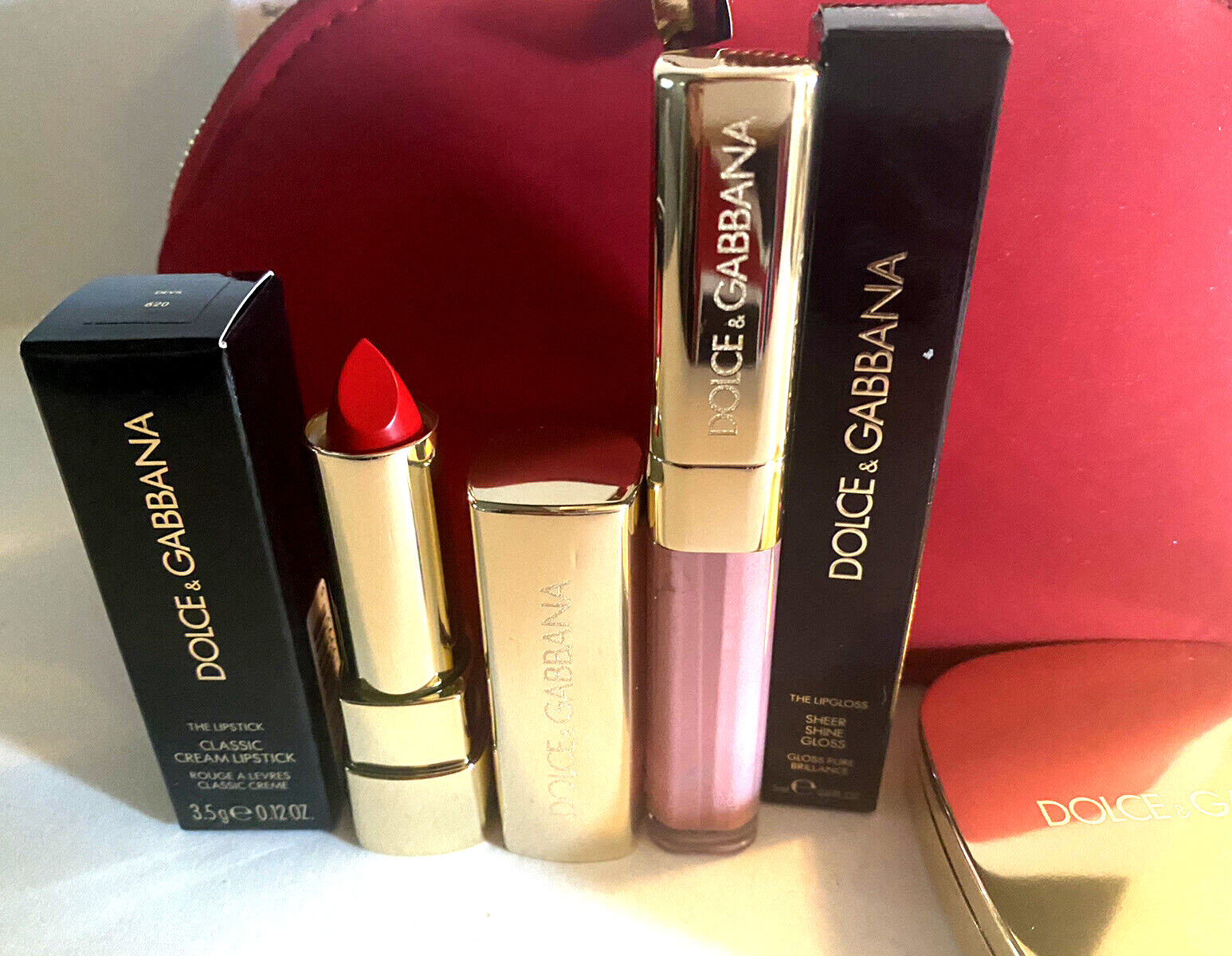 DOLCE & GABBANA SEDUCTIVE LIPS SET Devil 620 Lipstick+Sheer shine gloss+ Compact