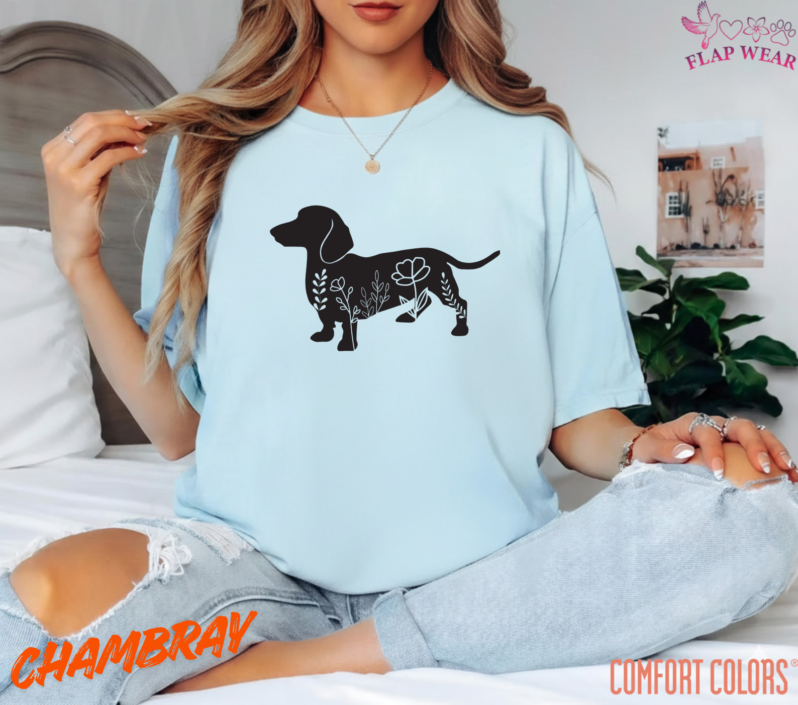 Unisex Dachshund Floral Shirt Wiener Dog T-Shirt Doxie Mom Tee Gift ,men,women's gallery