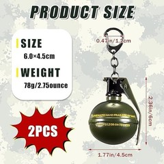 2 Pcs Frag Grenade Keychain Heavy Duty Bomb Alloy Cool Keychain for Jewelry M…