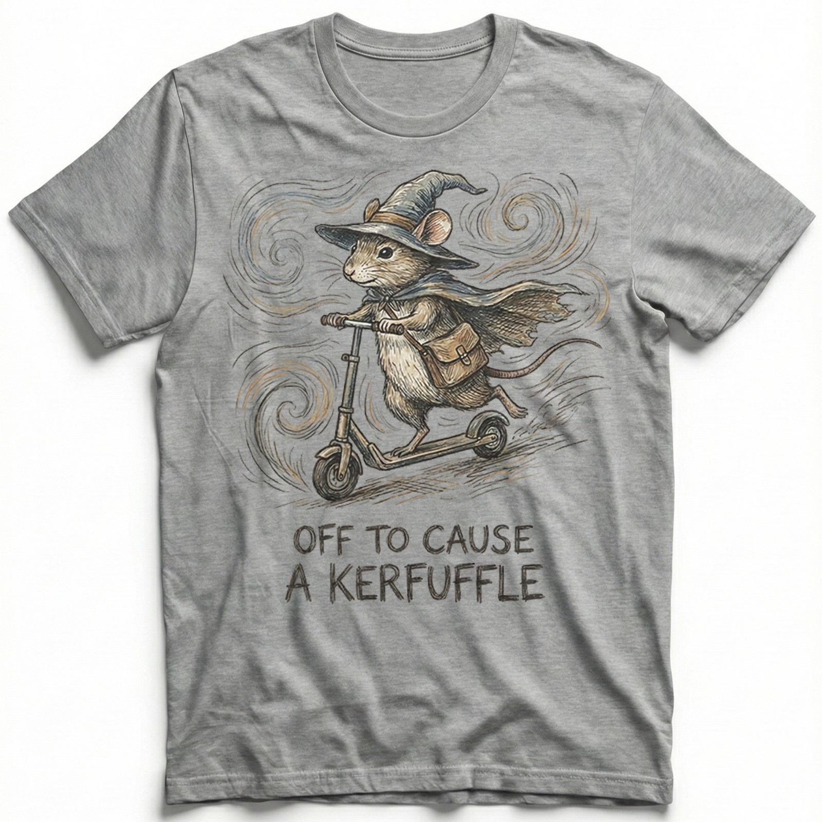 Wizard Mouse Off To Cause A Kerfuffle T-Shirt Vintage Retro Tee Gift
