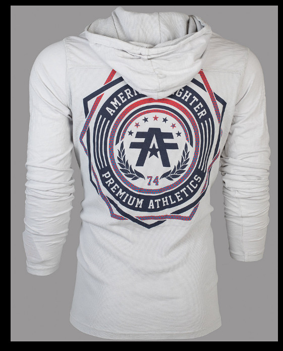 AMERICAN FIGHTER Silver CAPELLA Long Sleeve Henley Thermal Hoodie T-shirt NWT gallery