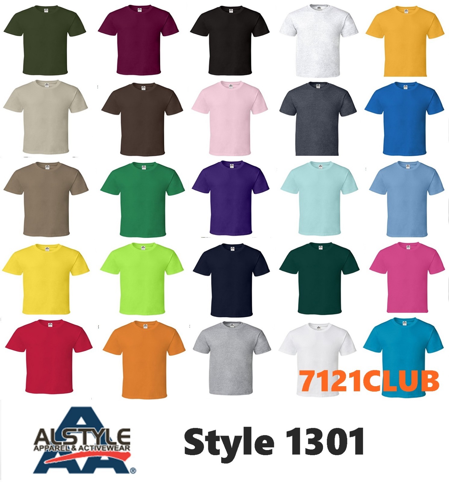 Alstyle Apparel AAA T Shirt 1301 Men’s Plain Blank Short Sleeve T Shirts S-5XL