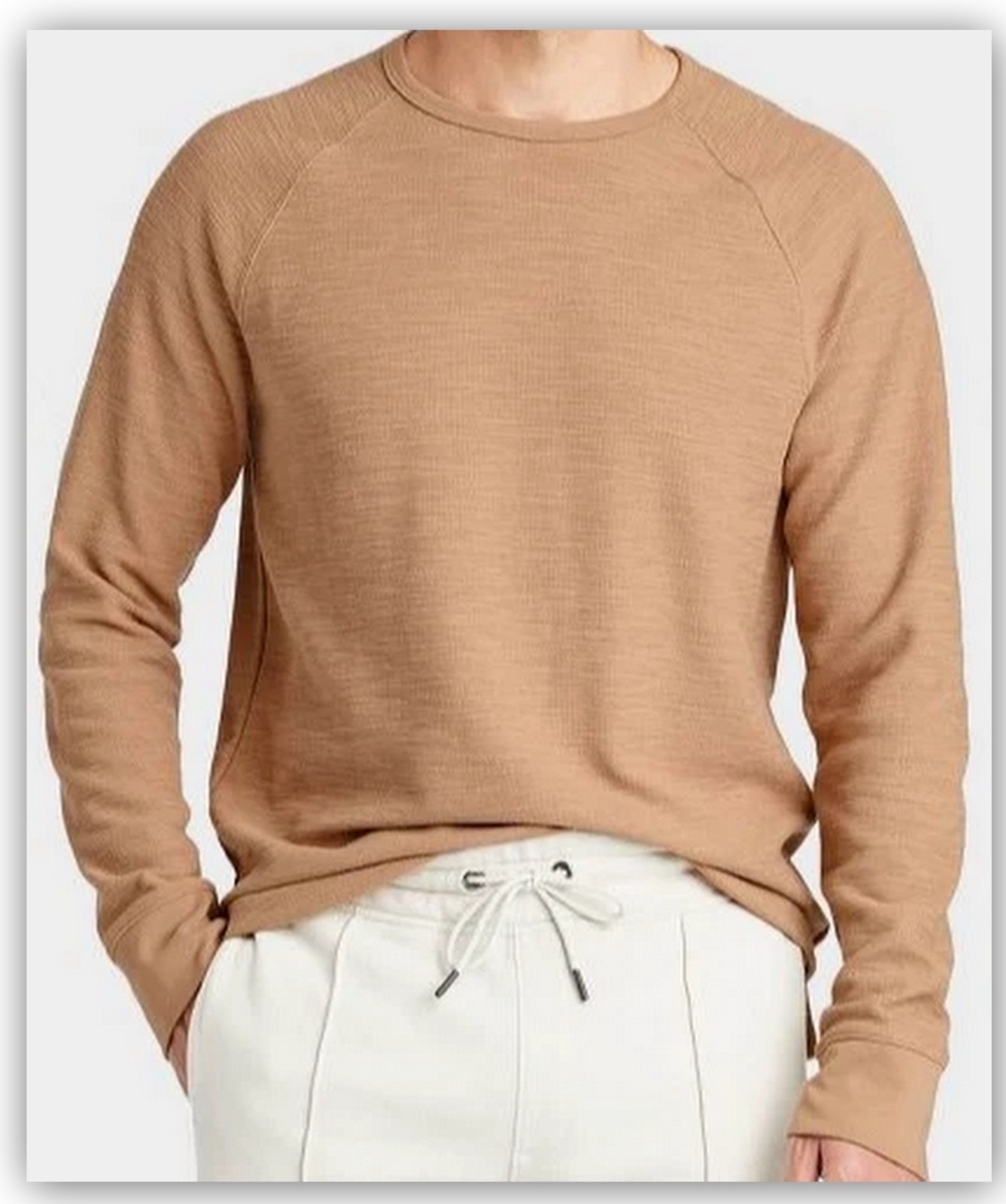Men's Long Sleeve TEXTURED PULLOVER Shirts Crewneck Goodfellow gallery
