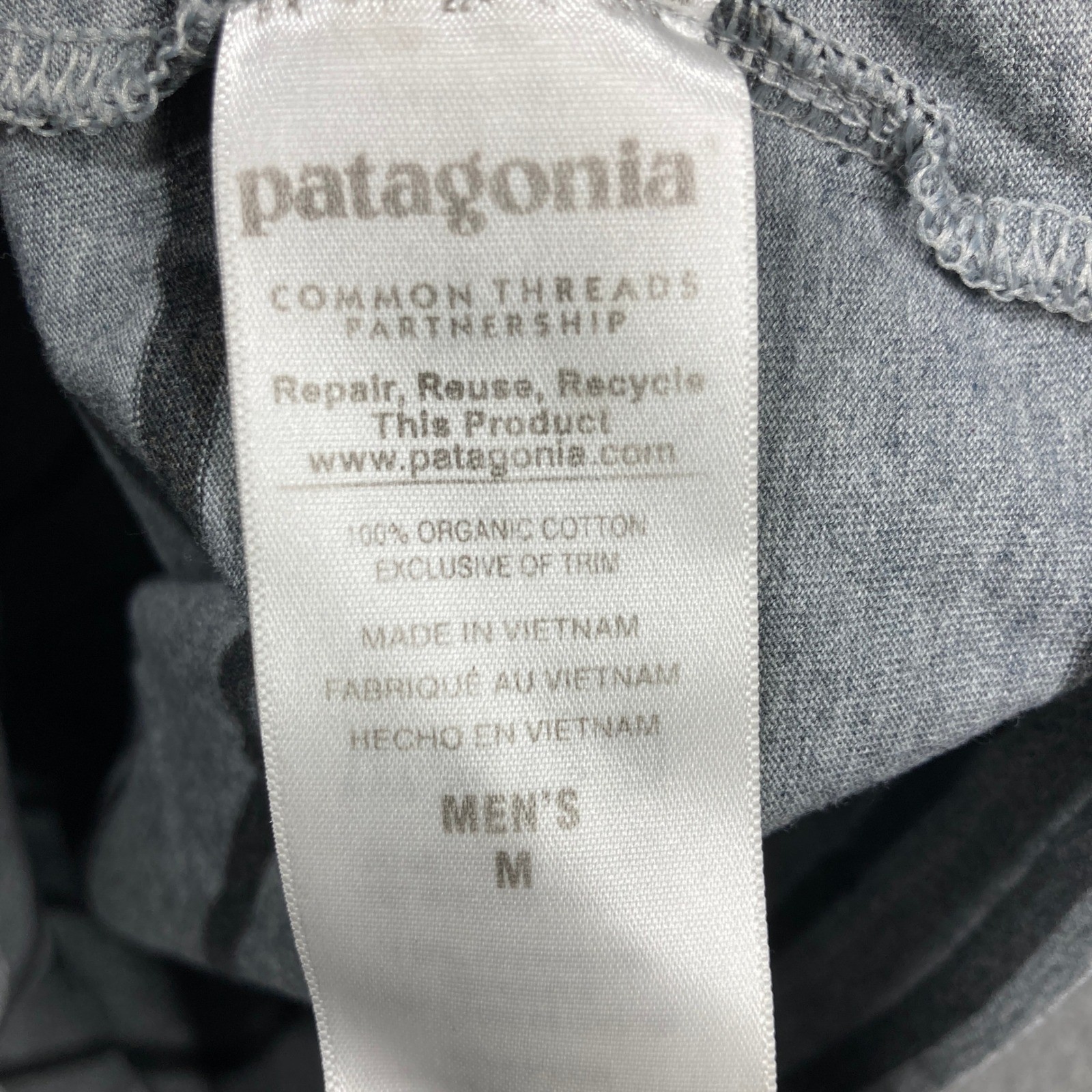 Patagonia Henley Shirt Mens Medium Grey Striped Organic Cotton Long Sleeve gallery