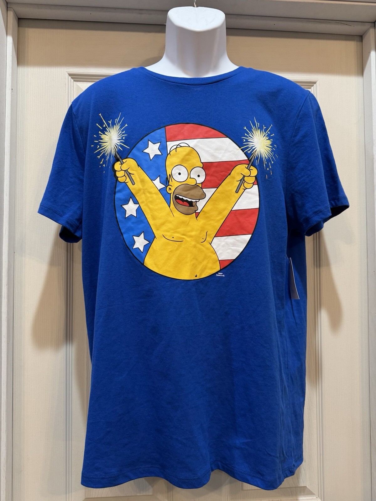 The Simpsons Homer Flag and Sparklers T-Shirt L gallery