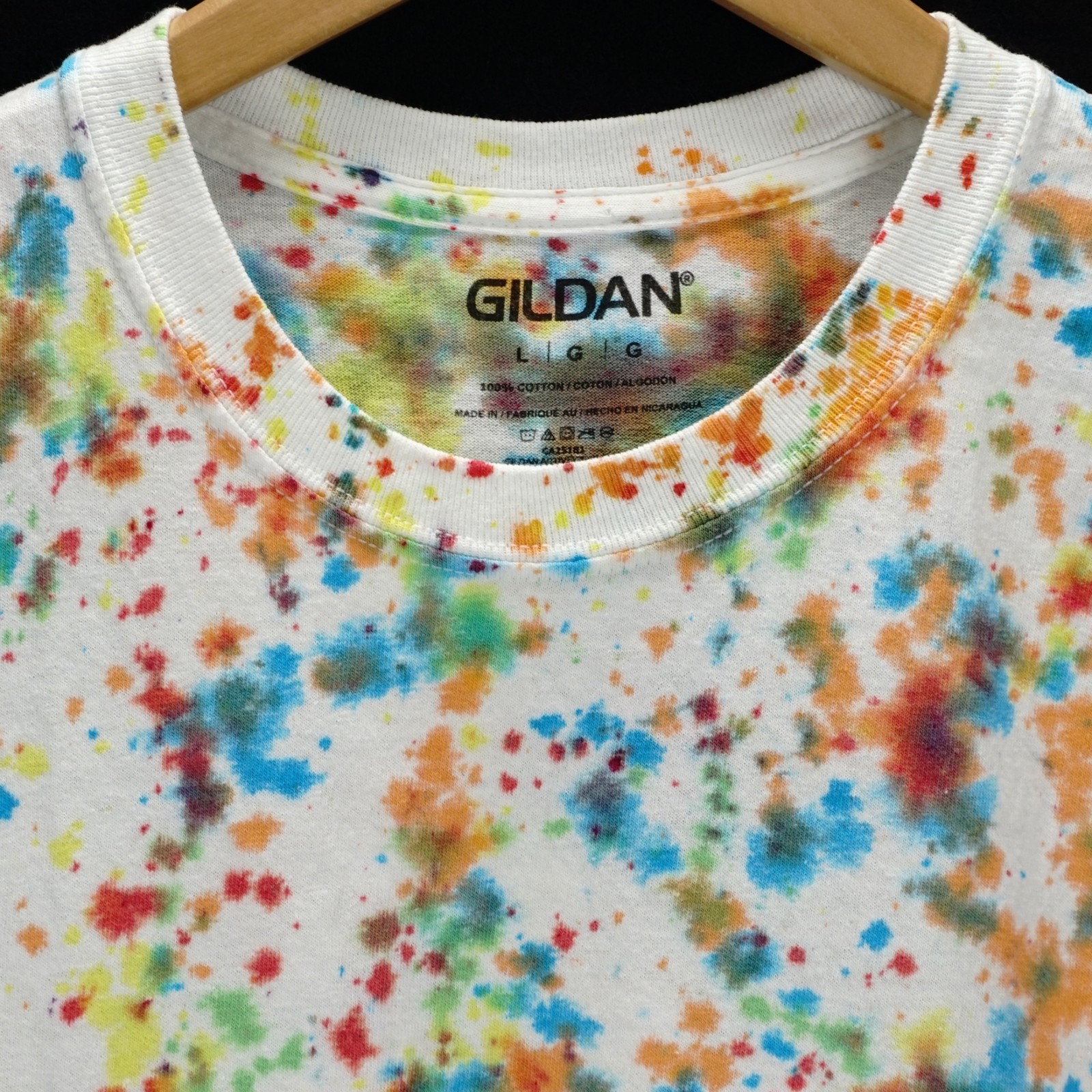GILDAN TIE DYE DYED ICE MULTICOLOR T SHIRT TEE RAINBOW PRIMARY COLORS MENS L LG