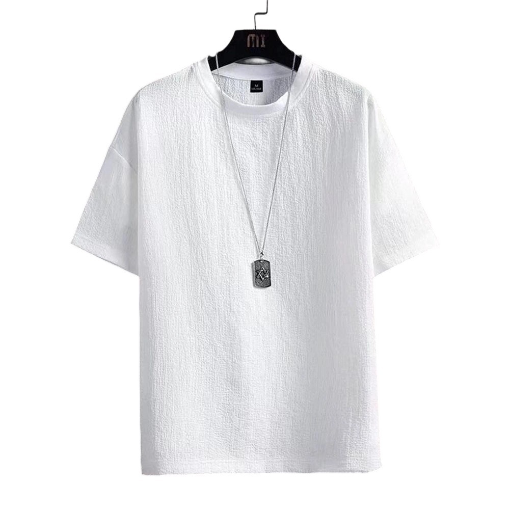 Men's Casual T-Shirt Loose Short Sleeve Splicing Texture Spring Summer gallery