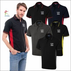 Personalised Embroidered Uneek Two Tone Polo Shirt Custom Text Casual Poloshirts