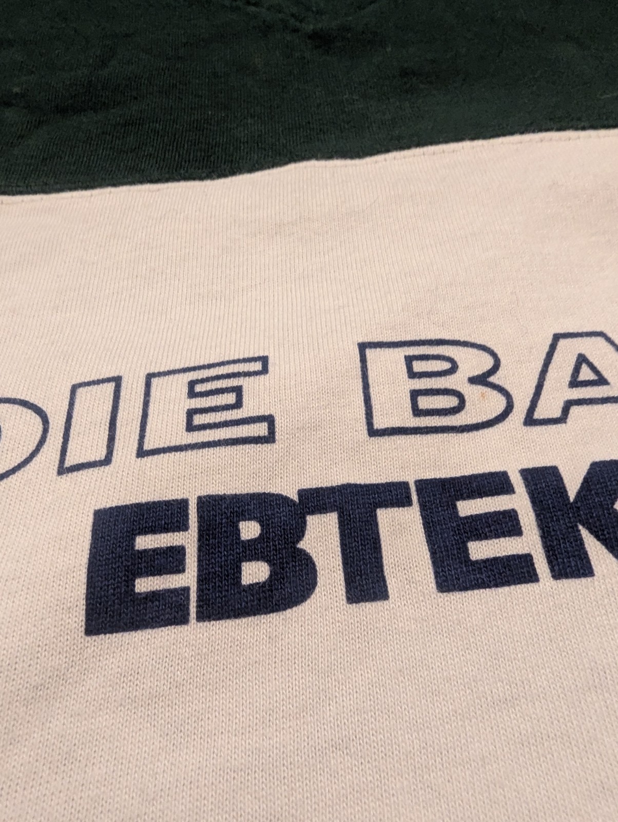 Eddie Bauer EBTEK Vintage Y2K Men's L Green/White Colorblock V-Neck Logo T-Shirt gallery