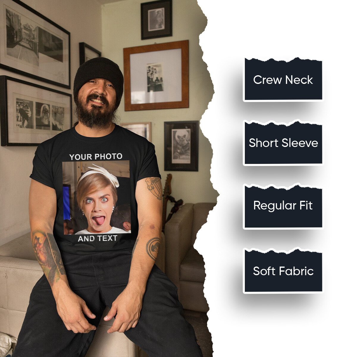 Customisable Photo & Text Mens T-Shirt Ideal For Celebrations Birthdays #TA-195 gallery