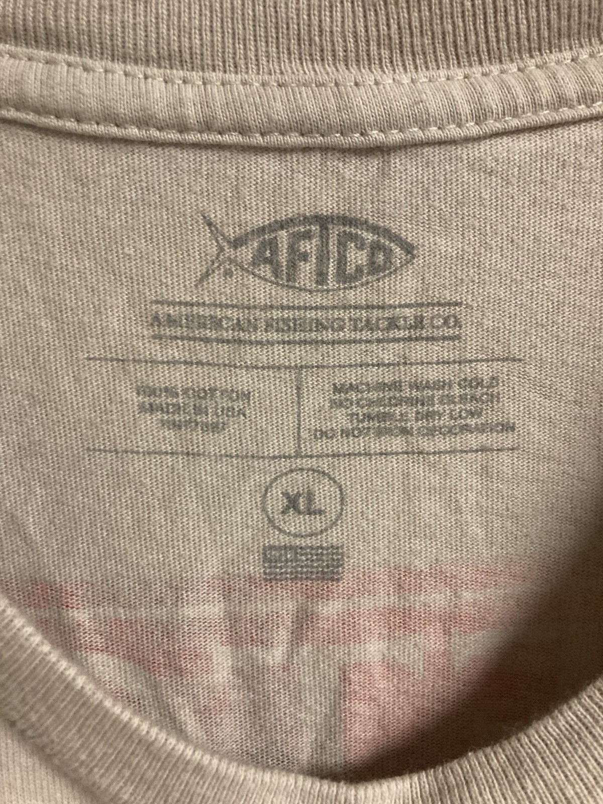 Men's AFTCO Size XL T shirt Front Pocket, 100% Cotton, Tan USA Made gallery