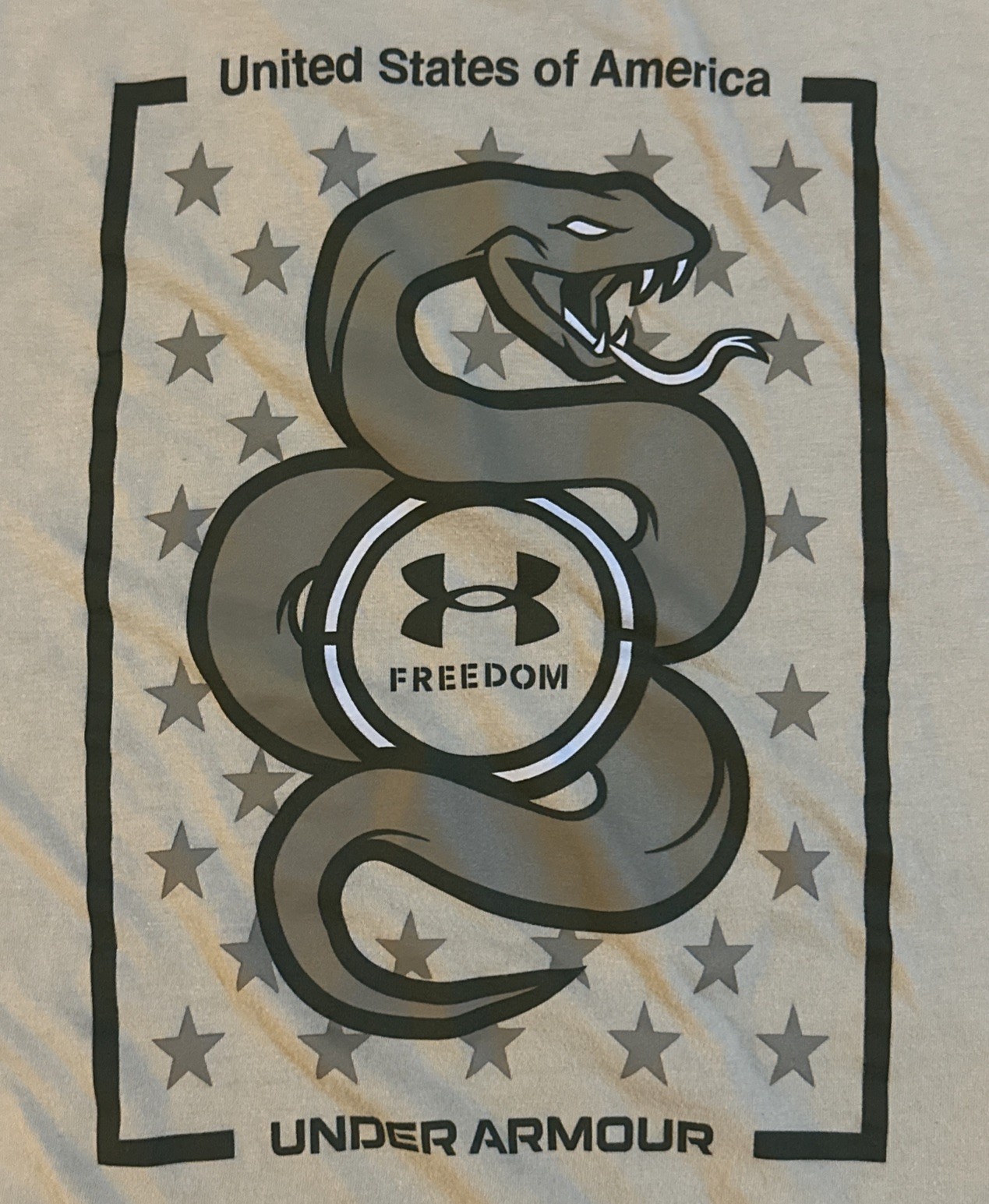 Under Armour Tactical Mission Made Mens M T-Shirt Snake & Stars Logo Desert Sand gallery