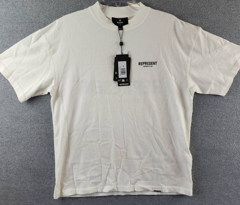 REPRESENT Owners Club Oversized Fit T-Shirt Mens XS Flat White Crewneck Pullover gallery