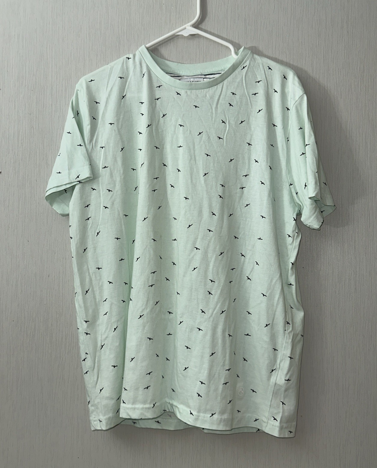 Denim and Flower Ricky Singh Men seagulls Print T Shirt Green Size L nautical gallery