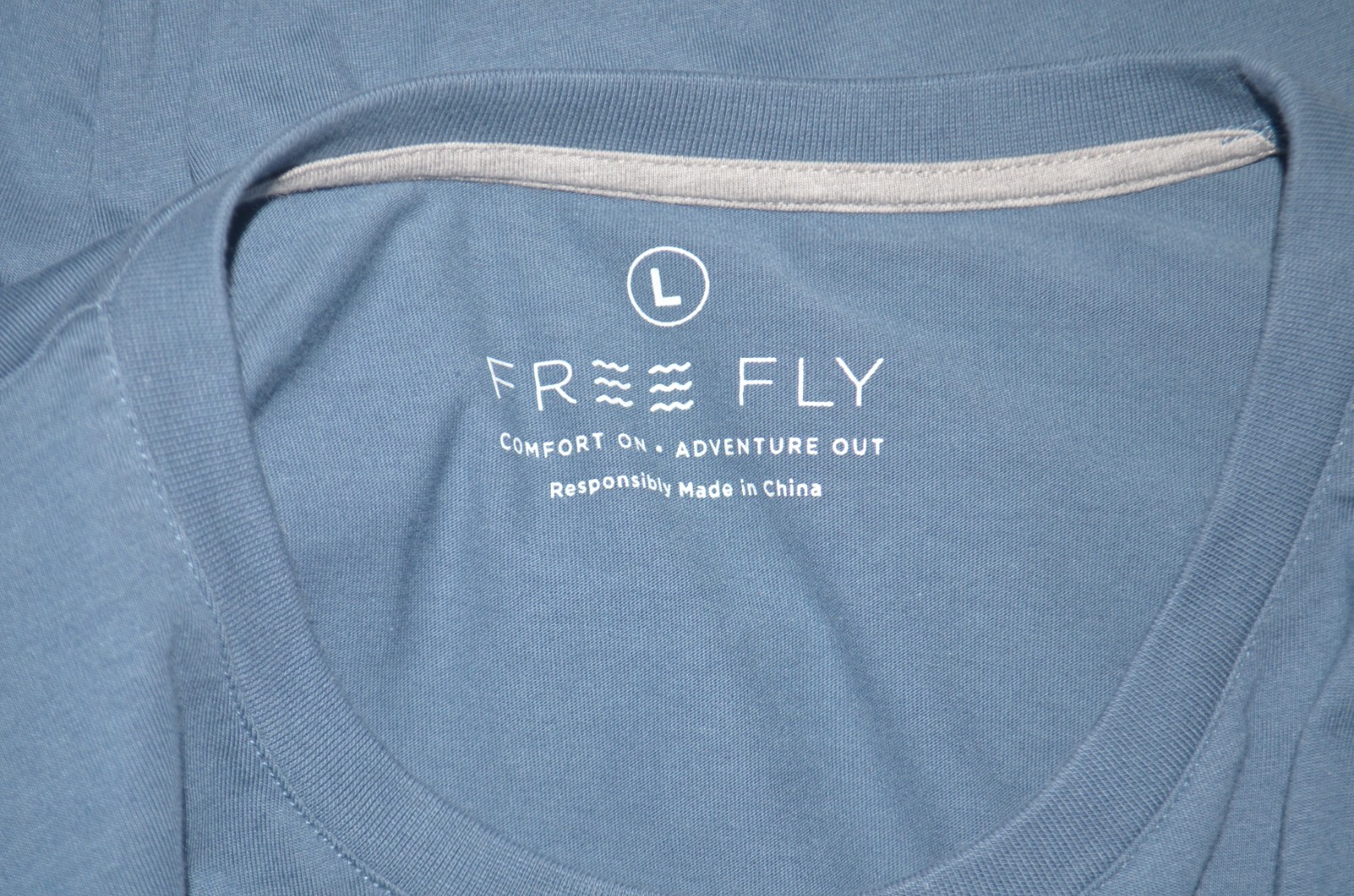 Mint FREE FLY Cotton Bamboo Crew Neck Blue Long Sleeve Tee T-Shirt Sz L gallery