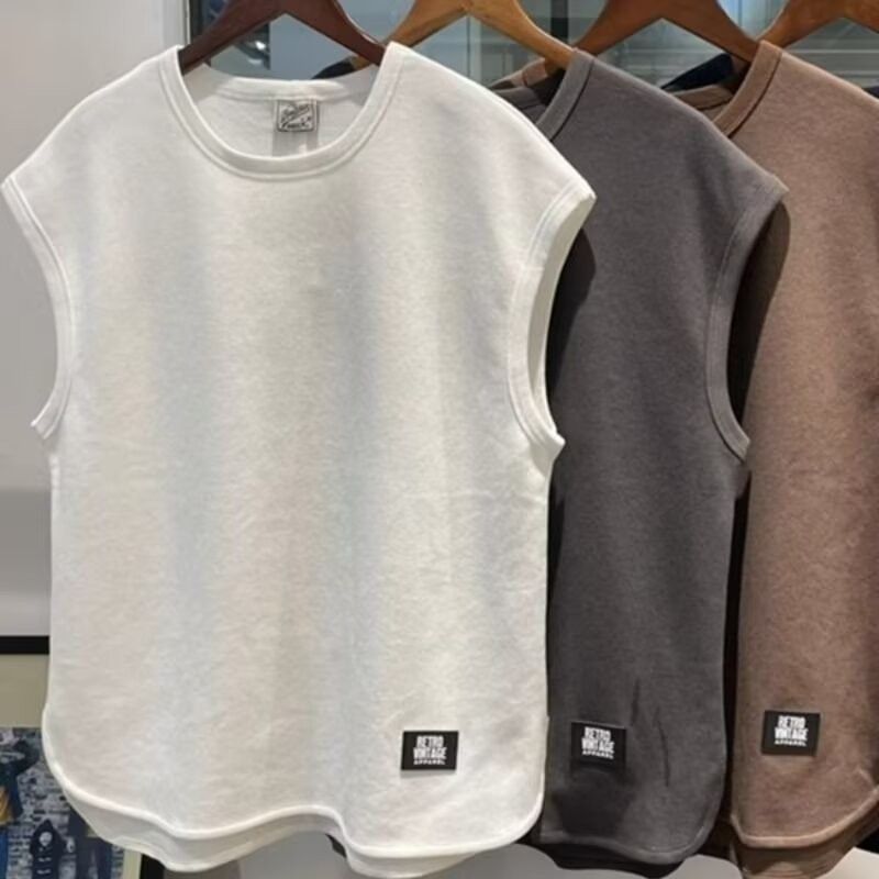 4 Color Crew Neck T-shirt For Men Fitness Sweatshirt Sleeveless Vest Casual Top gallery