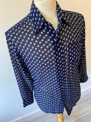 HUNTER mens 1970’s HISHIYA NAVY SOFT SEMI-SHEER RETRO LONG SLEEVE SHIRT M 40″