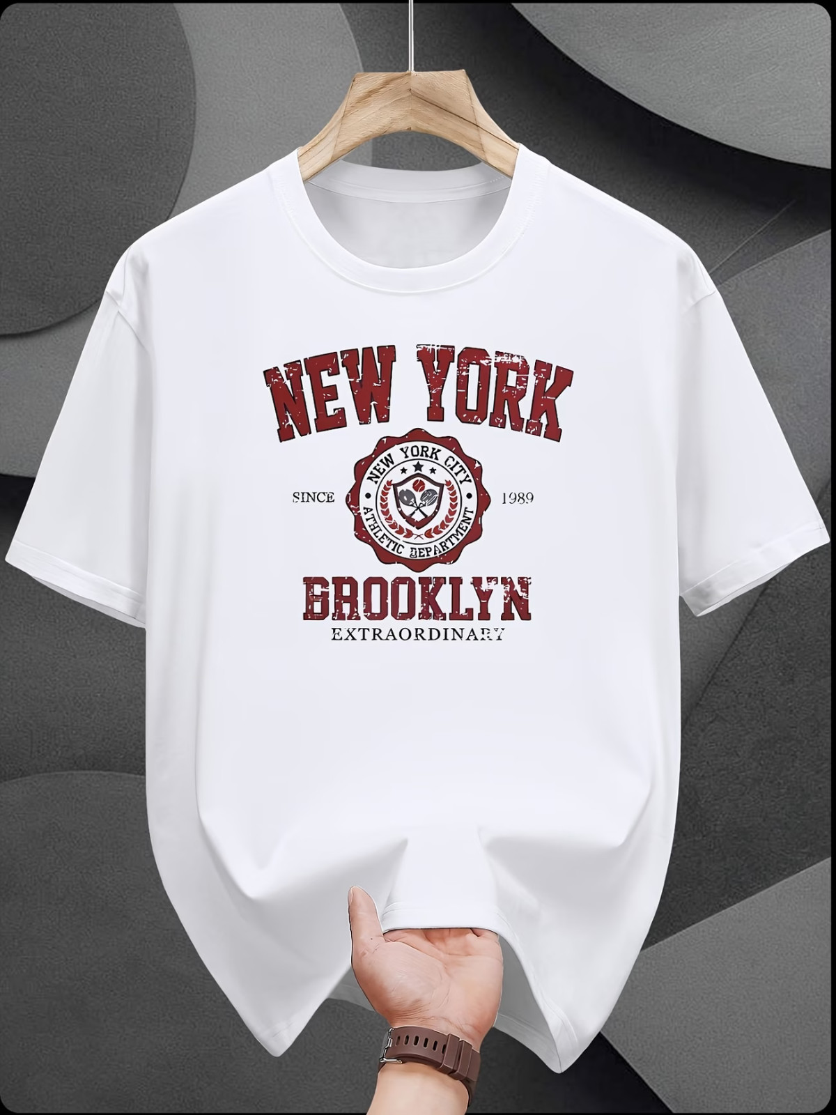 Men’ New York Brooklyn Graphic T-Shirt – 100% Cotton Short Sleeve Round Neck