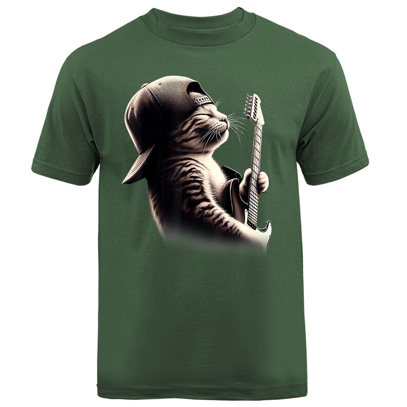Cat Playing Guitar Rock Music Band Funny Animals Graphic T-shirt gallery