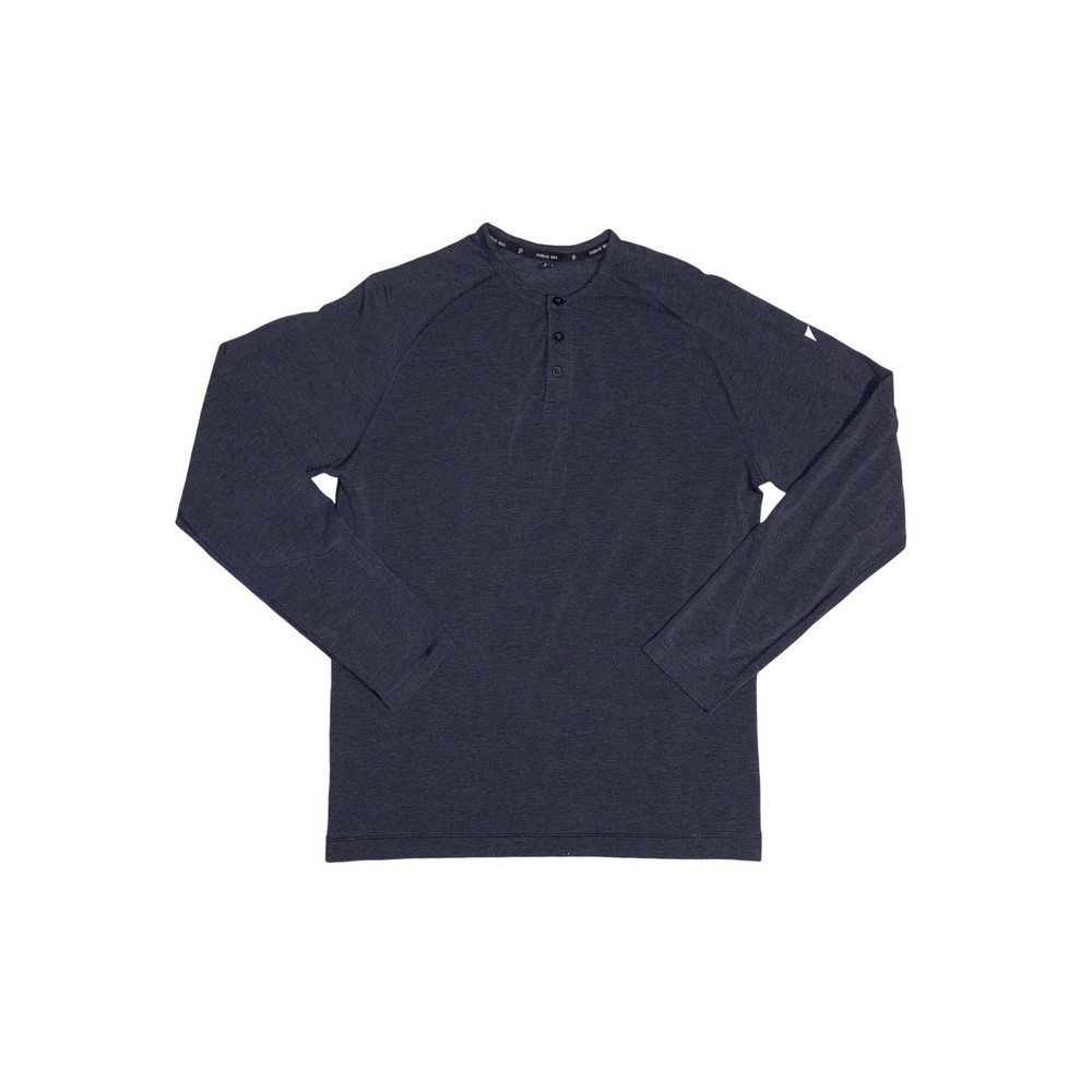 PUBLIC REC Henley Shirt Mens Medium Blue Long Sleeve Go-To Pima Cotton Tencel