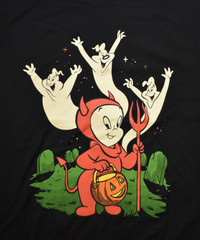 Casper the Friendly Ghost Devil Costume Mens Cartoon Black Shirt New Large