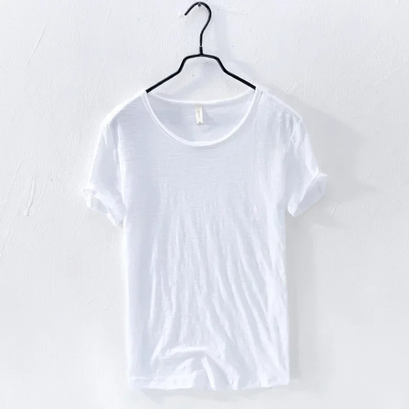 Retro Raw Edge T-Shirt for Men, 100% Cotton, Lightweight,Breathable,Slim-fit gallery