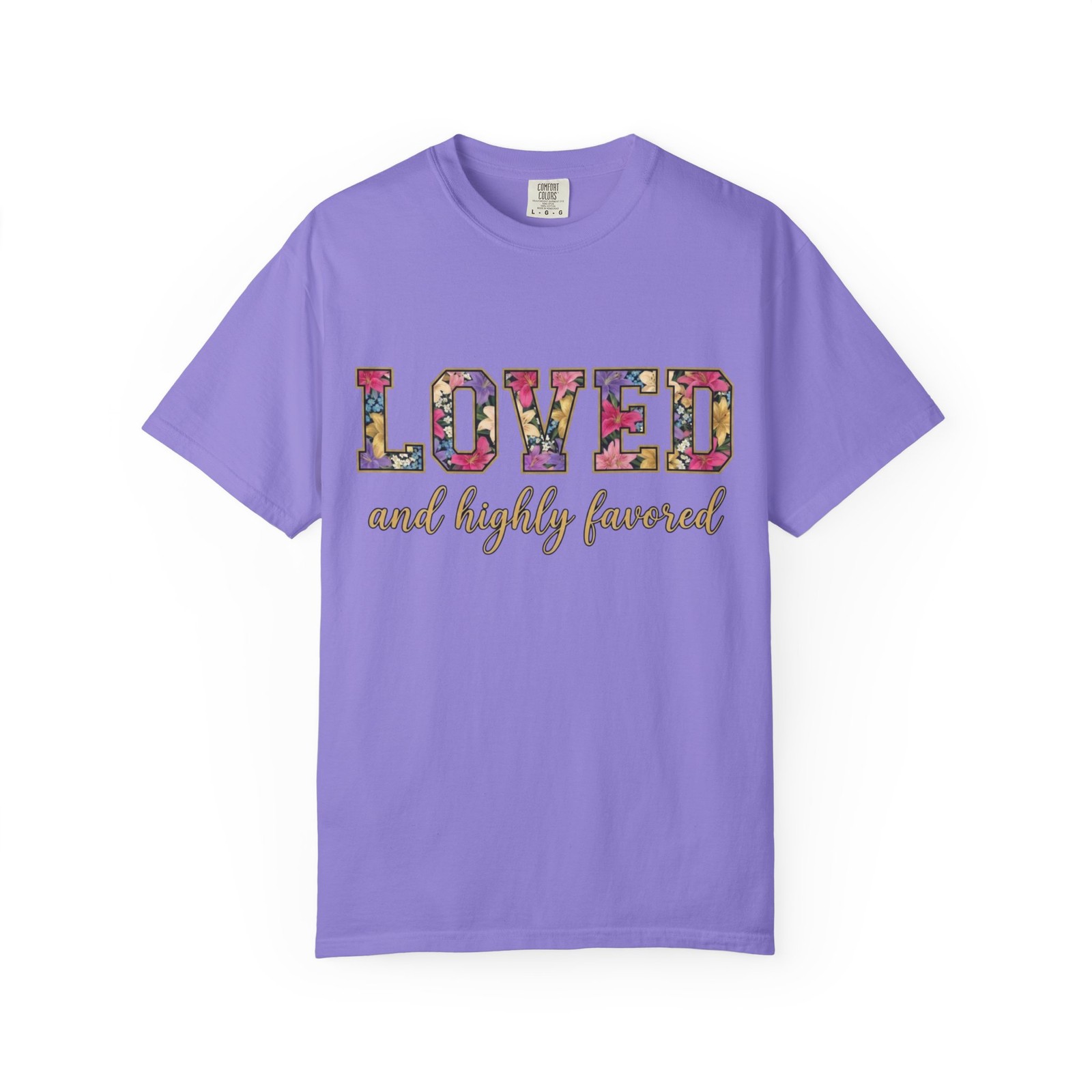 Loved and Highly Favored T-shirt | Floral Pattern Typography gallery