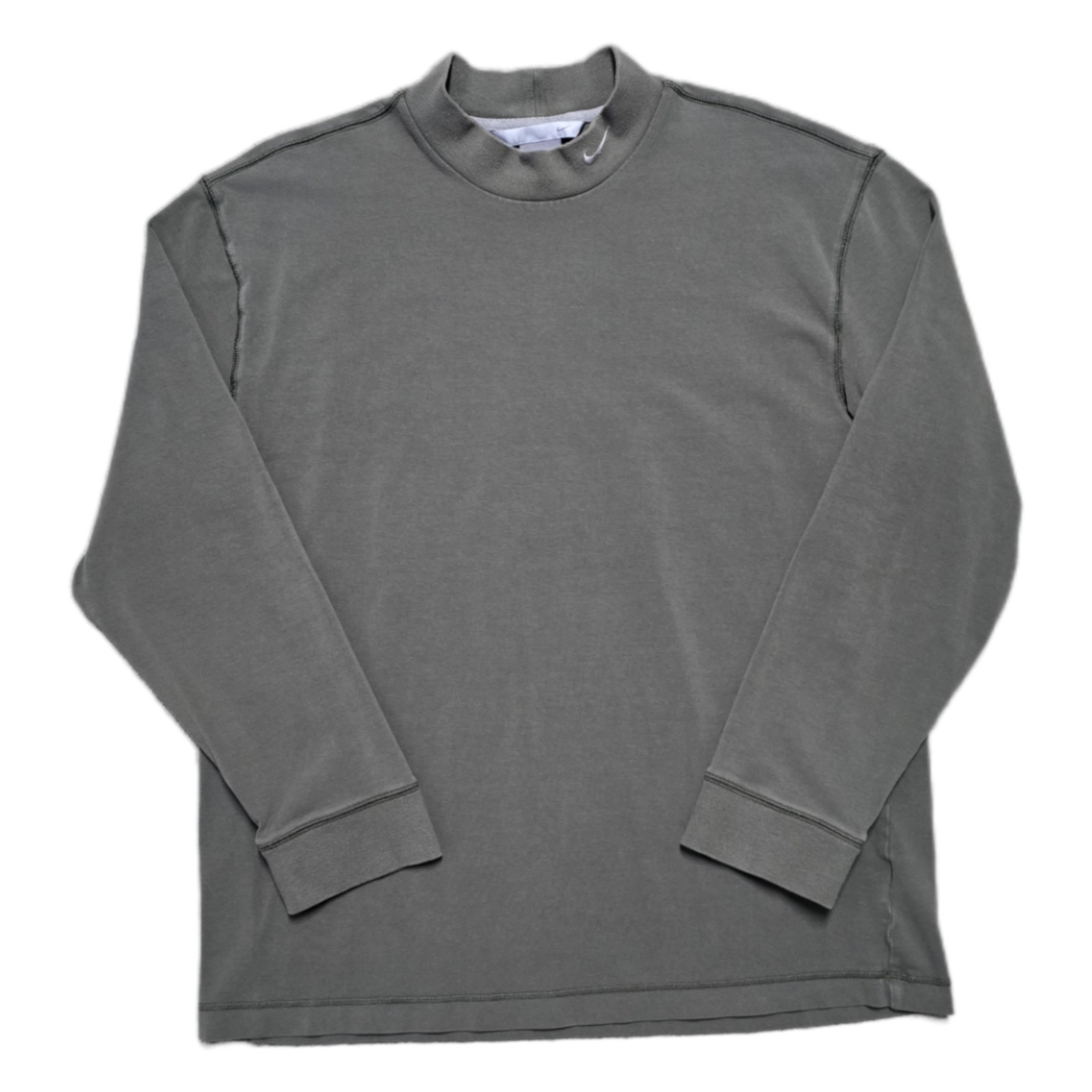 VTG Nike Mock Neck Shirt Men L Gray Long Sleeve Base Layer Swoosh Silver Tag Y2K gallery