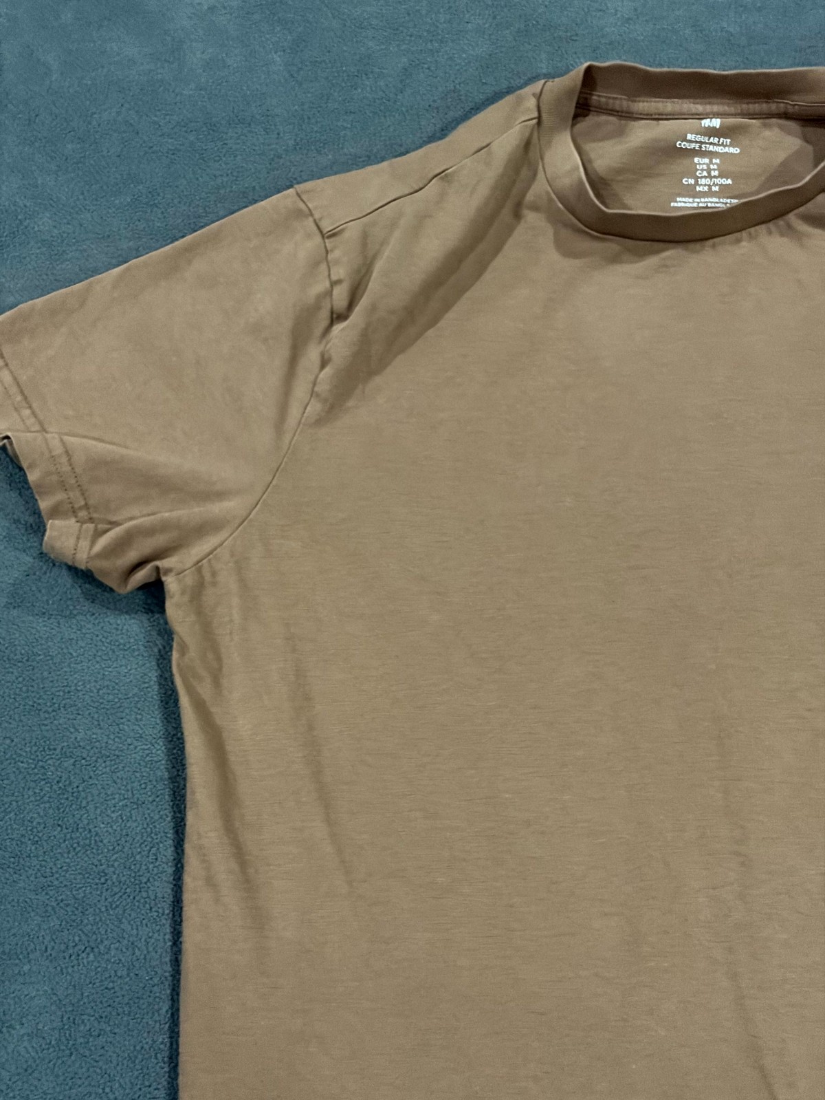 H&M T Shirt Mens Medium Brown Cotton Short Sleeve Regular Fit Crew Neck Casual gallery