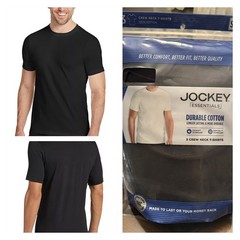 JOCKEY ESSENTIALS 3-Pack Men’s Crew Neck T-Shirts Durable Cotton Black Size S