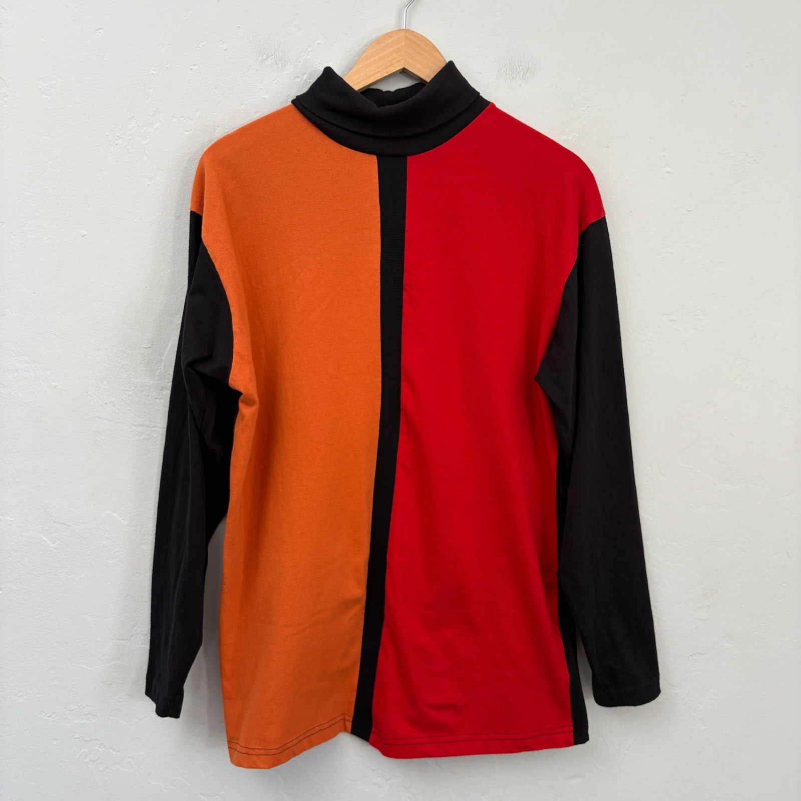 Marithe Francois Girbaud Color Block Shirt Men Medium Turtleneck Black Y2K gallery