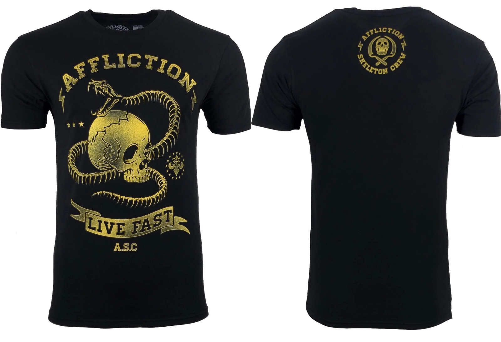 AFFLICTION SNAKE EYES Men's T-shirt BLACK Biker MMA gallery