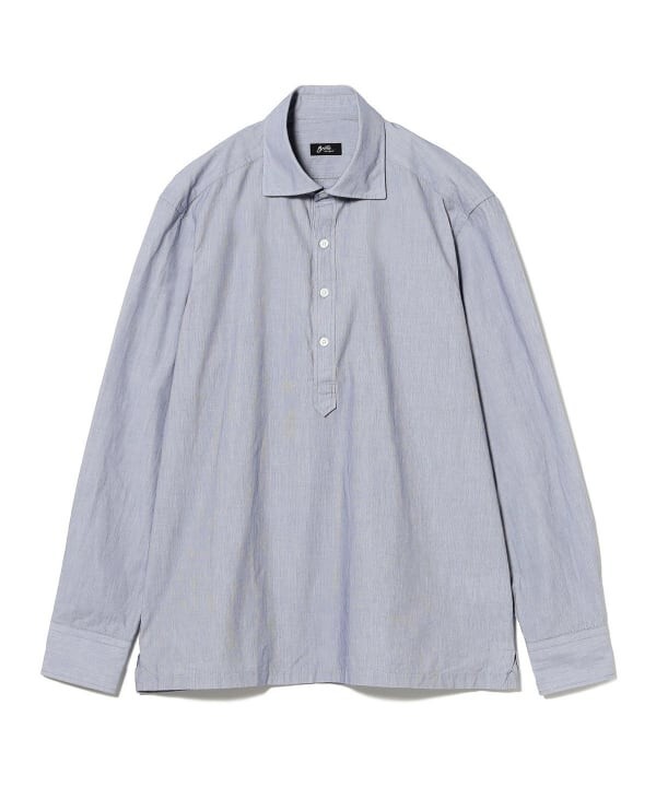 (ASK availability First) BEAMS Cotton Seersucker Microstripe Pullover Shirt New gallery