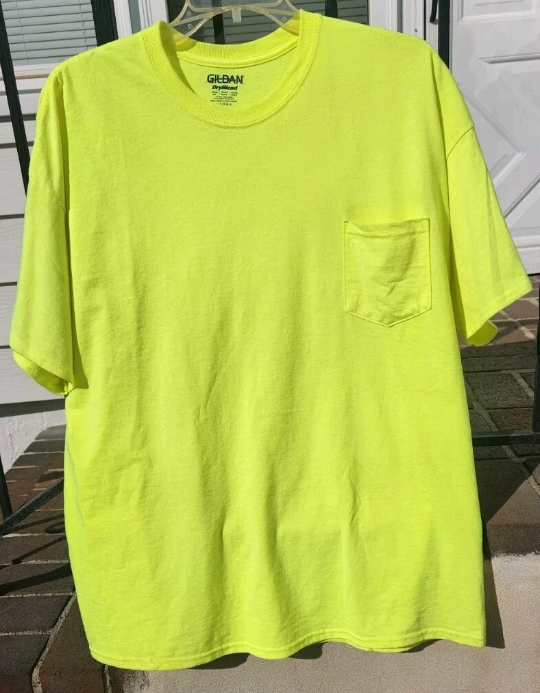 Safety Yellow Caution T-Shirt 2XL Men Women Unisex Unused Gildan Garments